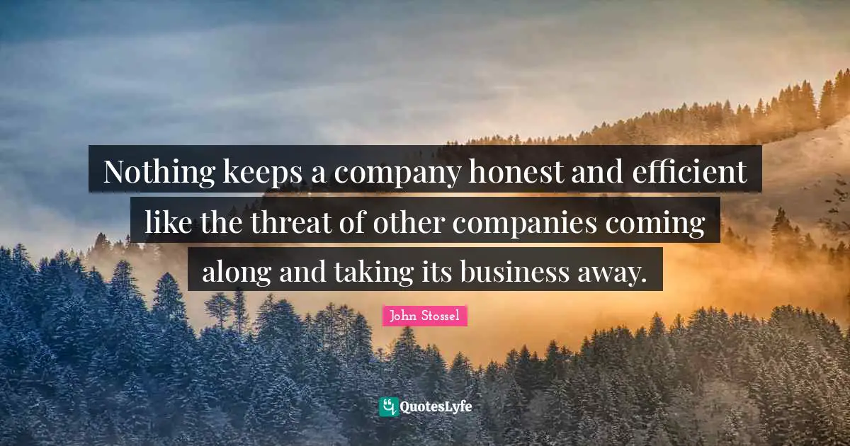 Nothing keeps a company honest and efficient like the threat of other companies coming along and taking its business away.