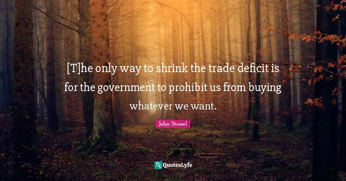 [T]he only way to shrink the trade deficit is for the government to prohibit us from buying whatever we want.