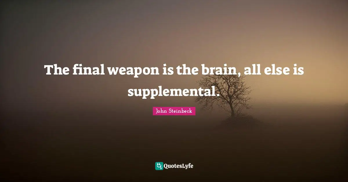 The final weapon is the brain, all else is supplemental.