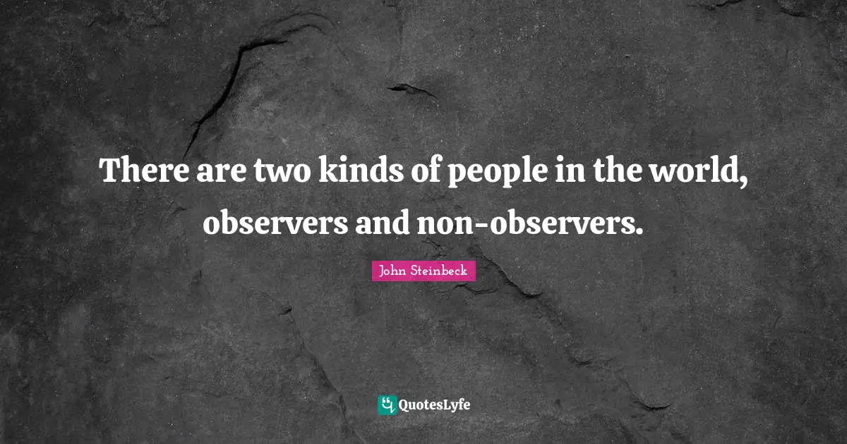John Steinbeck Quotes: "There are two kinds of people in the world, observers and non-observers."