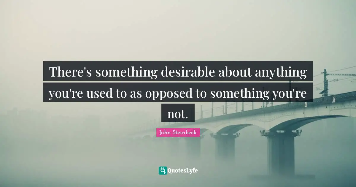 There's something desirable about anything you're used to as opposed to something you're not.