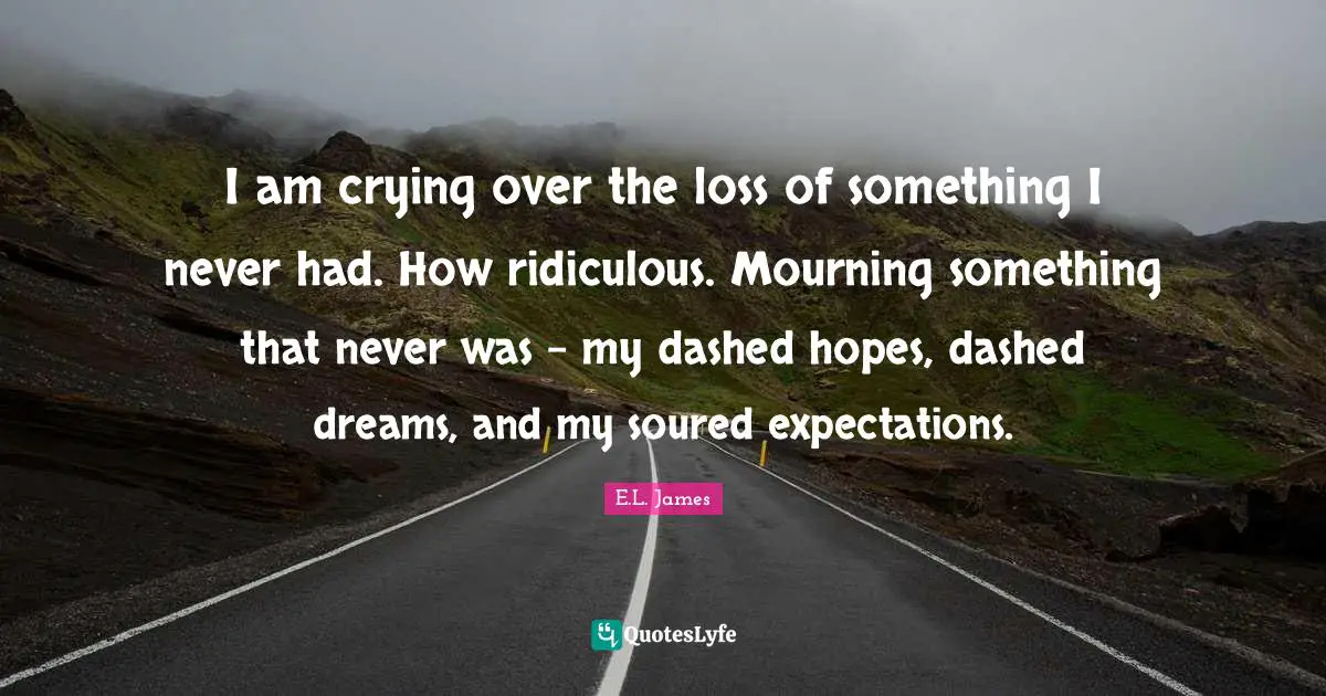 I am crying over the loss of something I never had. How ridiculous. Mourning something that never was – my dashed hopes, dashed dreams, and my soured expectations.