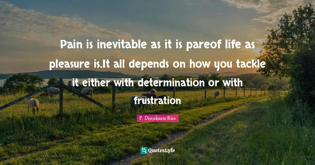 Pain is inevitable as it is pareof life as pleasure is.It all depends on how you tackle it either with determination or with frustration
