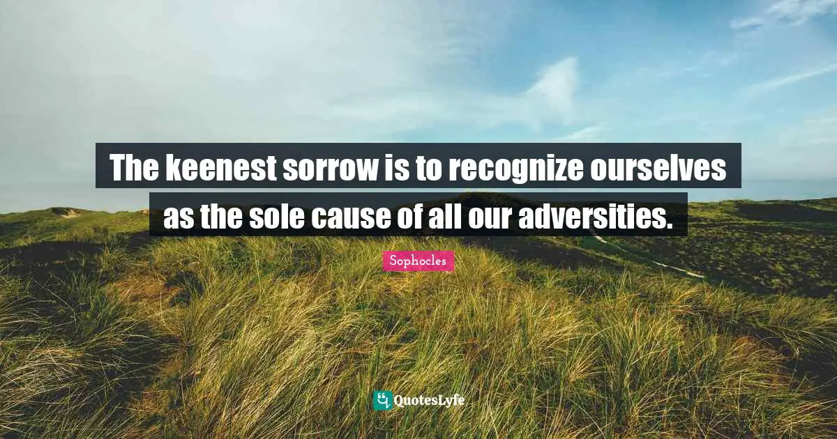 The keenest sorrow is to recognize ourselves as the sole cause of all our adversities.