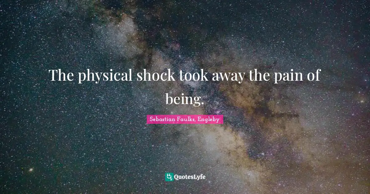 The physical shock took away the pain of being.