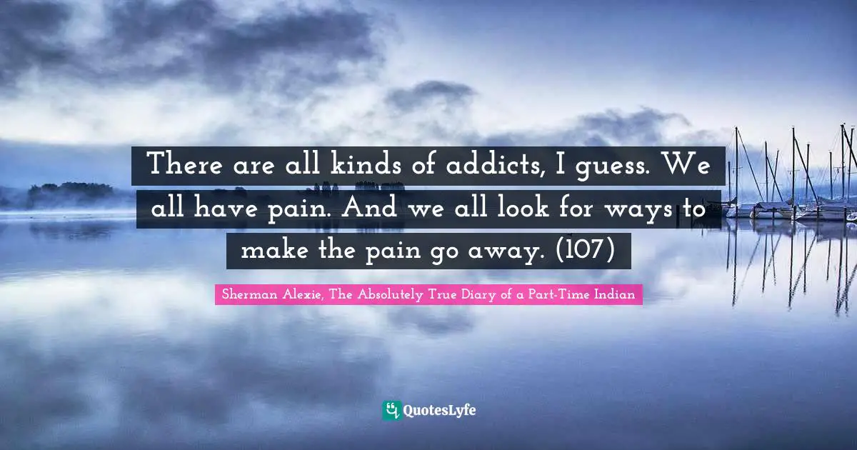 There are all kinds of addicts, I guess. We all have pain. And we all look for ways to make the pain go away. (107)