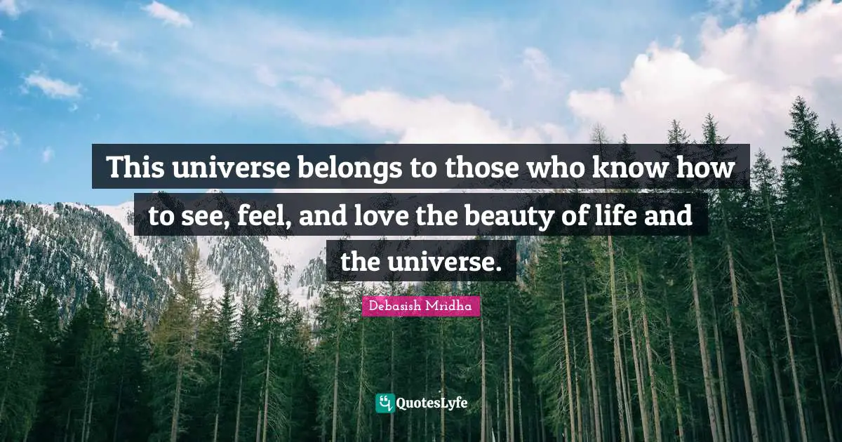 This universe belongs to those who know how to see, feel, and love the beauty of life and the universe.