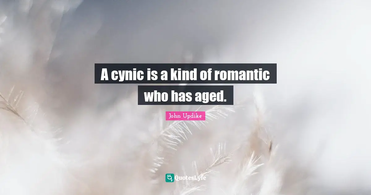 A cynic is a kind of romantic who has aged.