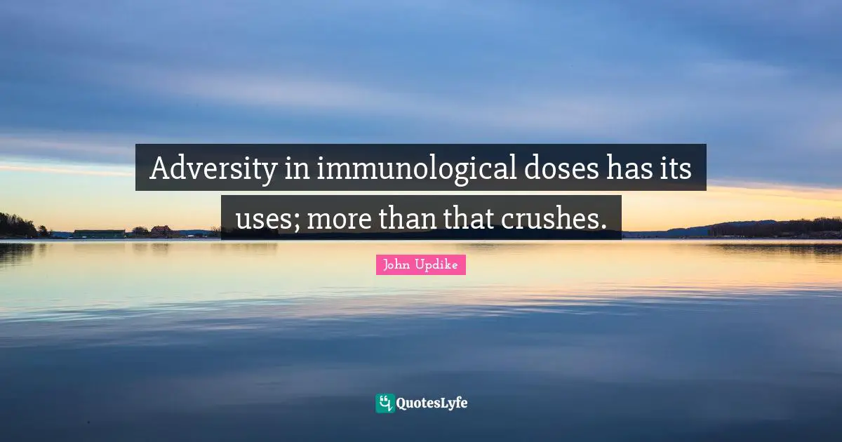 Adversity in immunological doses has its uses; more than that crushes.