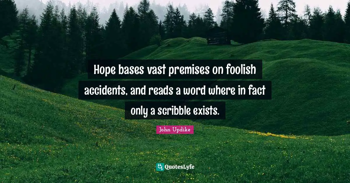 Hope bases vast premises on foolish accidents, and reads a word where in fact only a scribble exists.