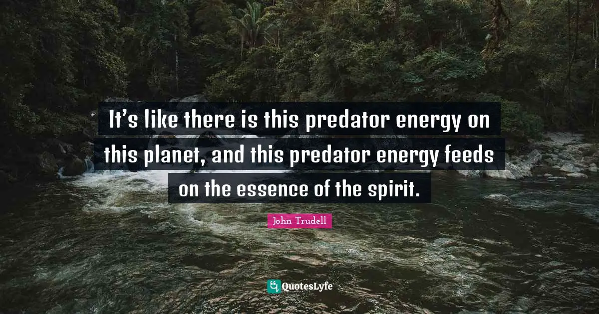 Energy Quotes: "It’s like there is this predator energy on this planet, and this predator energy feeds on the essence of the spirit."
