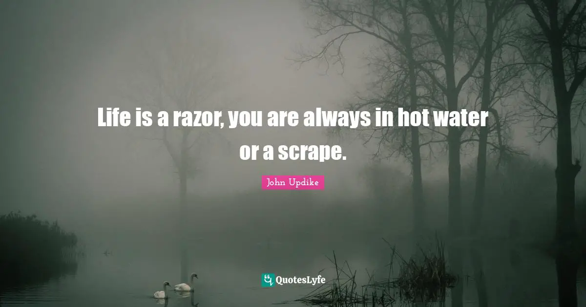 Life is a razor, you are always in hot water or a scrape.
