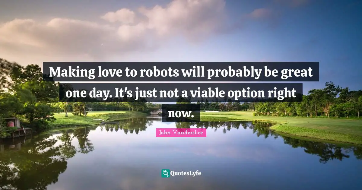 Making love to robots will probably be great one day. It's just not a viable option right now.