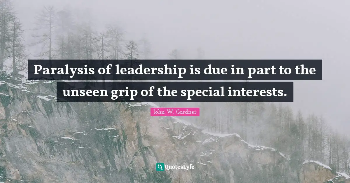 Paralysis of leadership is due in part to the unseen grip of the special interests.