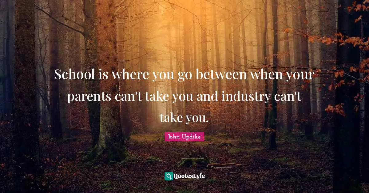 School is where you go between when your parents can't take you and industry can't take you.