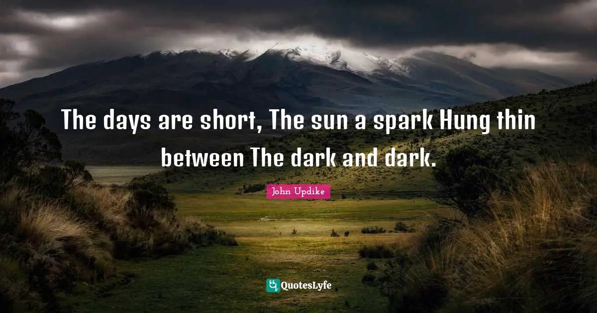 Hung Quotes: "The days are short, The sun a spark Hung thin between The dark and dark."