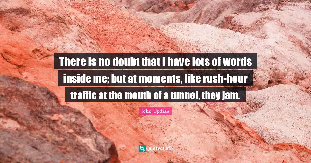 There is no doubt that I have lots of words inside me; but at moments, like rush-hour traffic at the mouth of a tunnel, they jam.