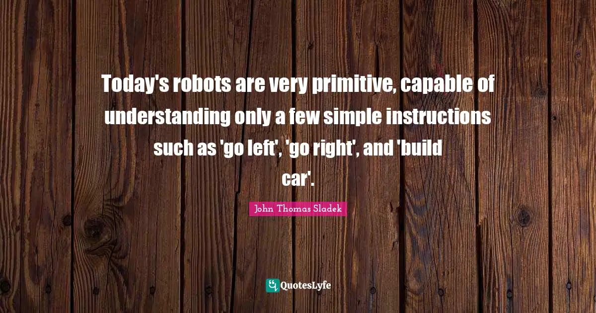 Today's robots are very primitive, capable of understanding only a few simple instructions such as 'go left', 'go right', and 'build car'.