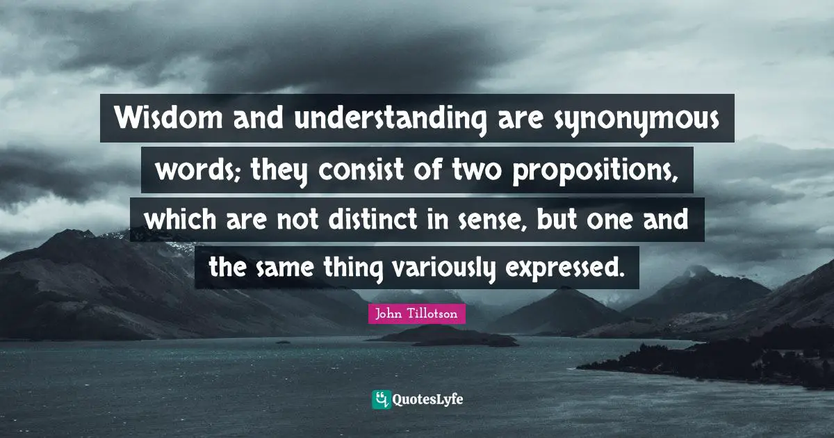 Wisdom and understanding are synonymous words; they consist of two propositions, which are not distinct in sense, but one and the same thing variously expressed.