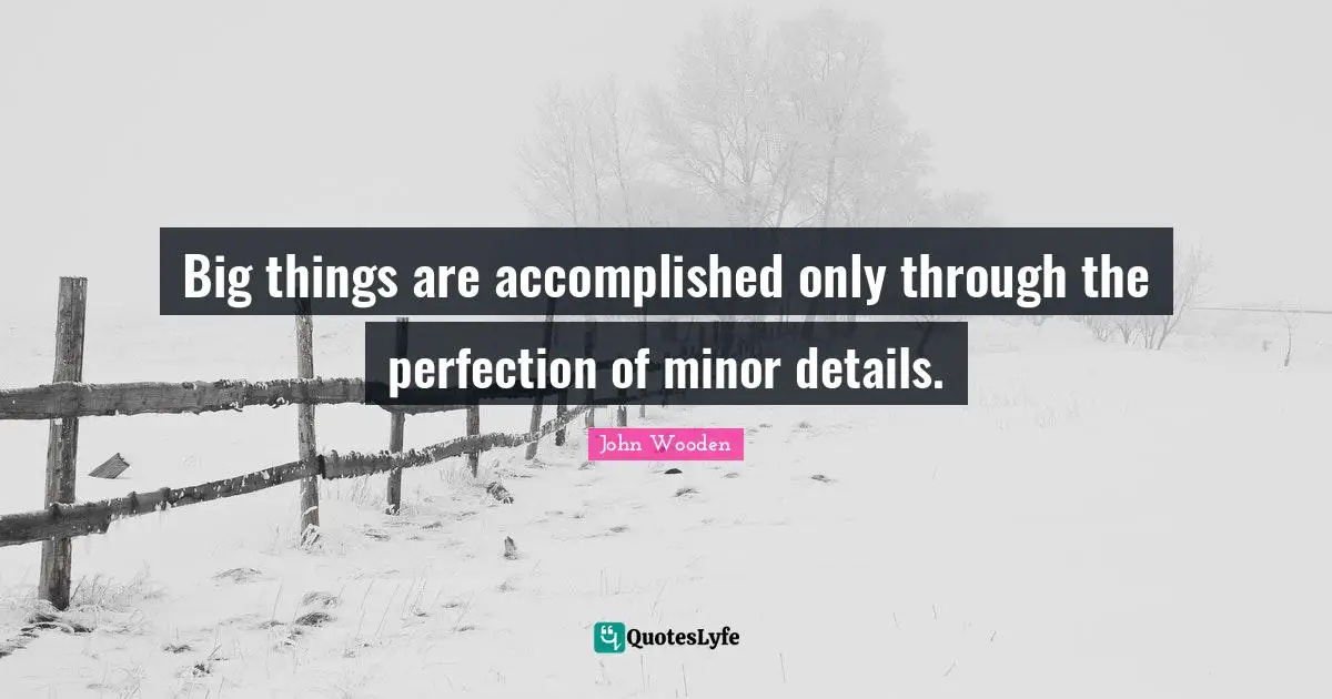 Big things are accomplished only through the perfection of minor details.