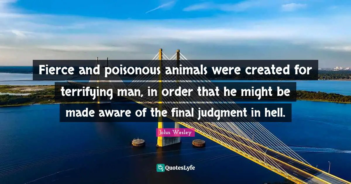 Fierce and poisonous animals were created for terrifying man, in order that he might be made aware of the final judgment in hell.