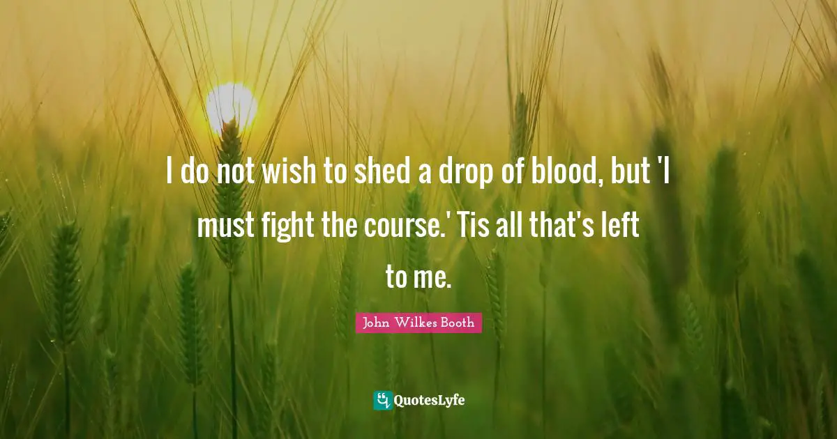 I do not wish to shed a drop of blood, but 'I must fight the course.' Tis all that's left to me.