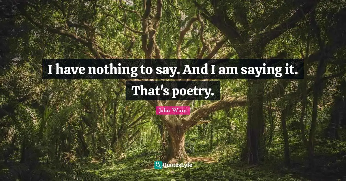 I have nothing to say. And I am saying it. That's poetry.