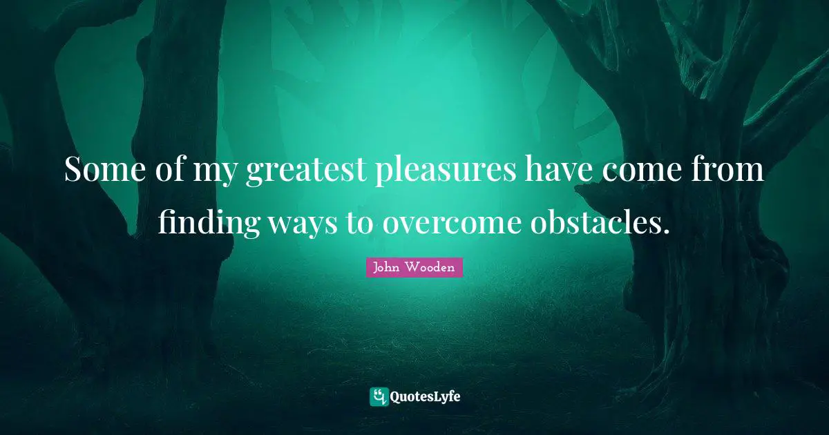 Some of my greatest pleasures have come from finding ways to overcome obstacles.