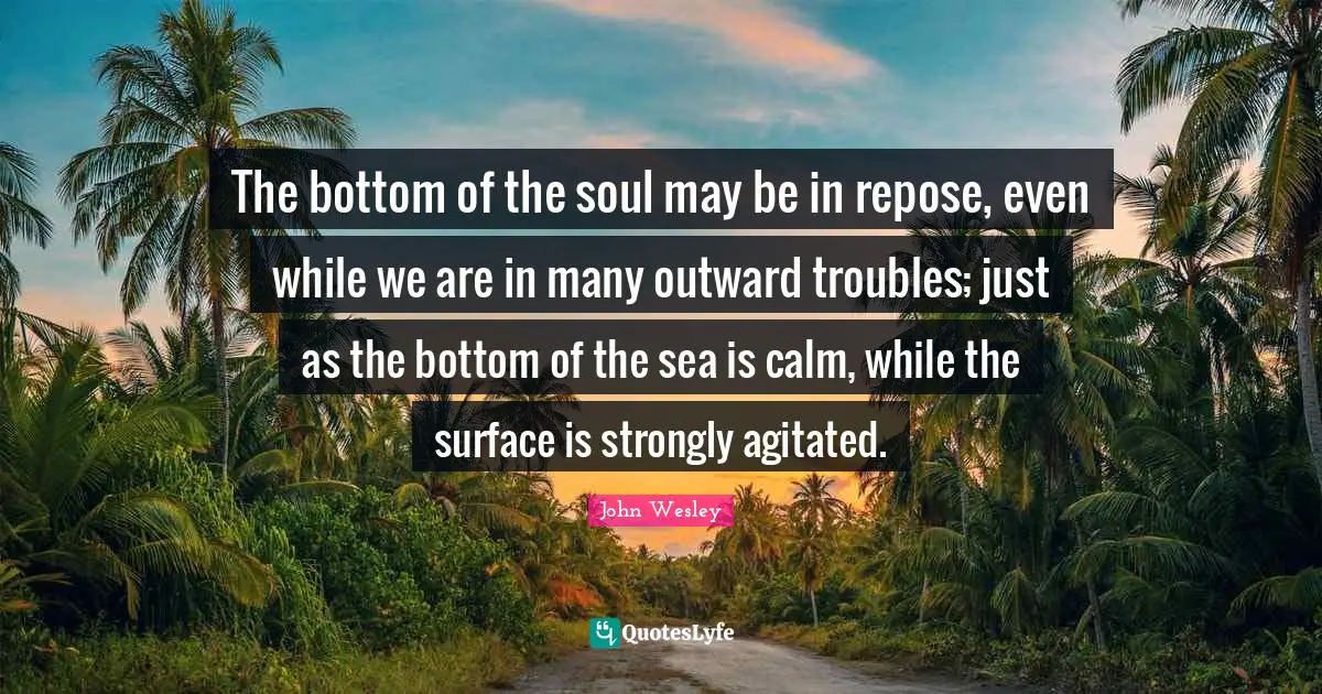 The bottom of the soul may be in repose, even while we are in many outward troubles; just as the bottom of the sea is calm, while the surface is strongly agitated.