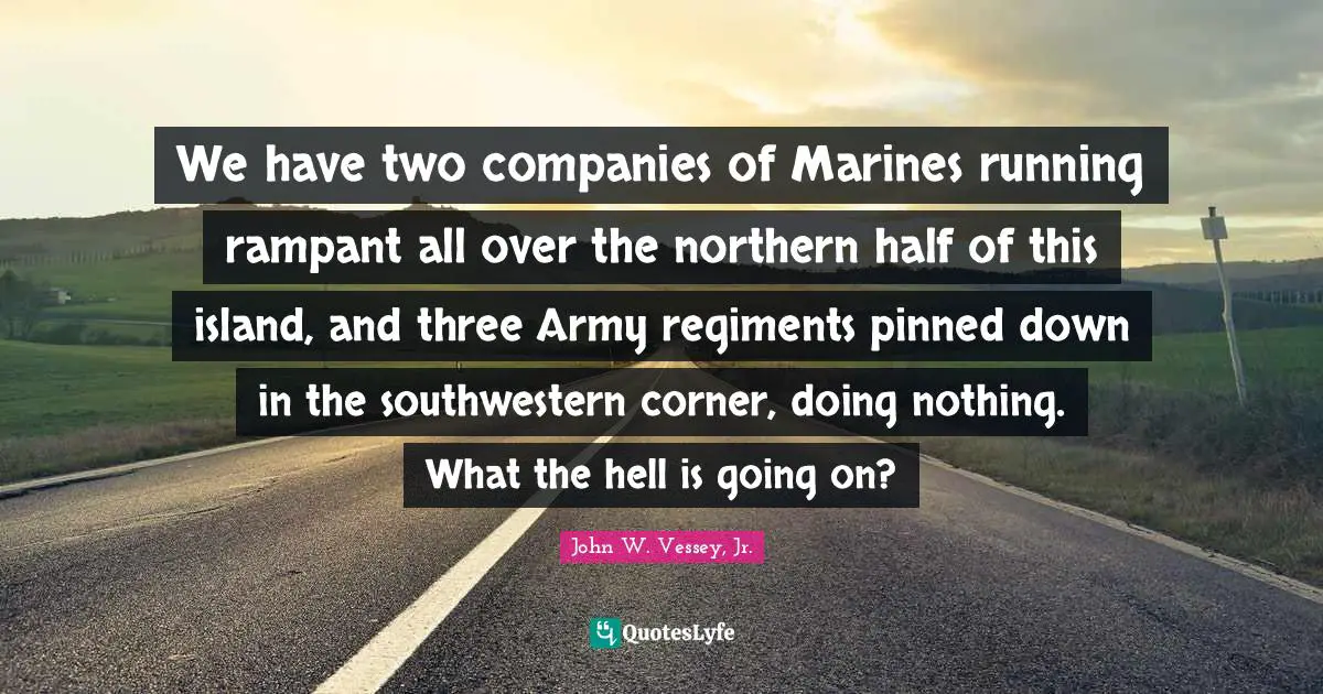 We have two companies of Marines running rampant all over the northern half of this island, and three Army regiments pinned down in the southwestern corner, doing nothing. What the hell is going on?