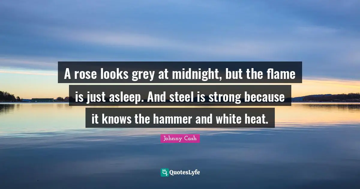 Rose Quotes: "A rose looks grey at midnight, but the flame is just asleep. And steel is strong because it knows the hammer and white heat."