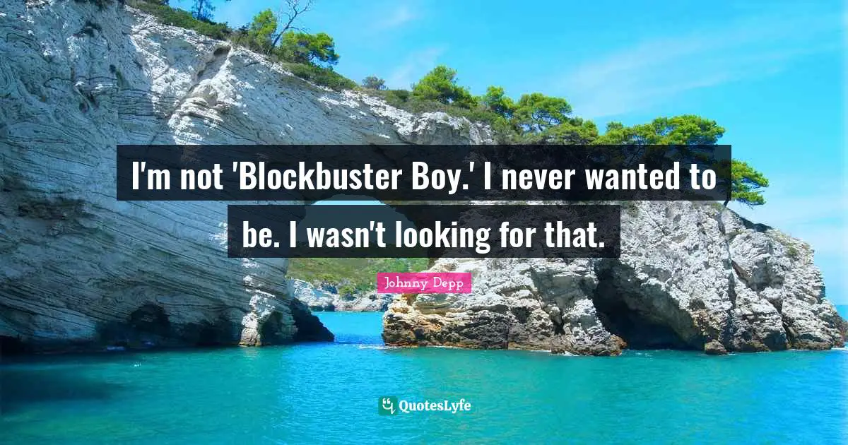 I'm not 'Blockbuster Boy.' I never wanted to be. I wasn't looking for that.