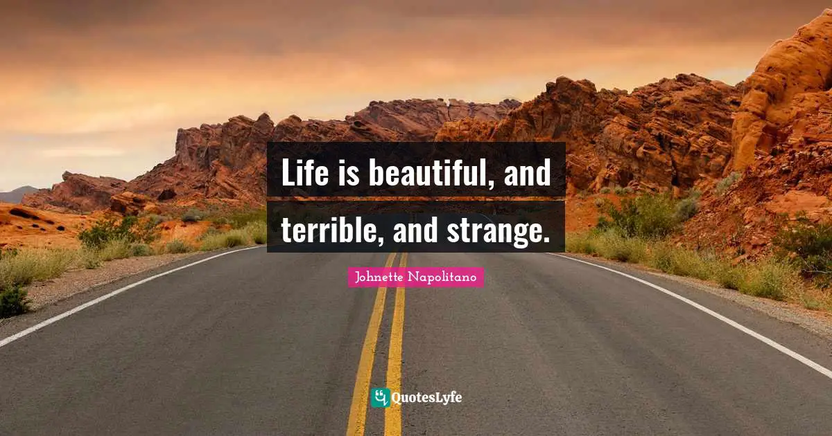 Life is beautiful, and terrible, and strange.