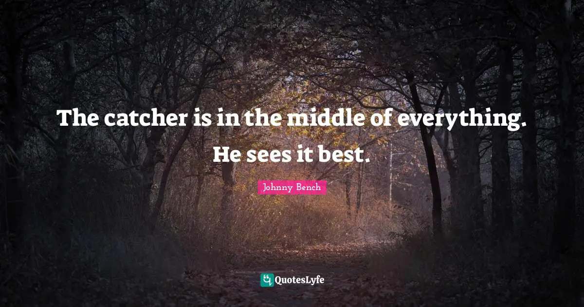 The catcher is in the middle of everything. He sees it best.
