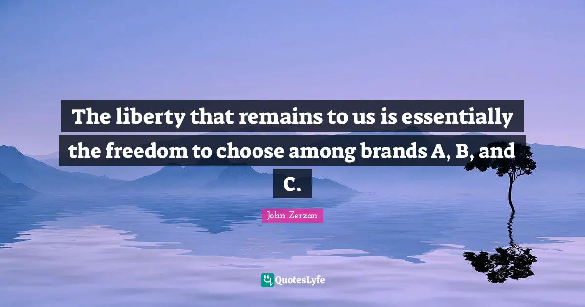 The liberty that remains to us is essentially the freedom to choose among brands A, B, and C.