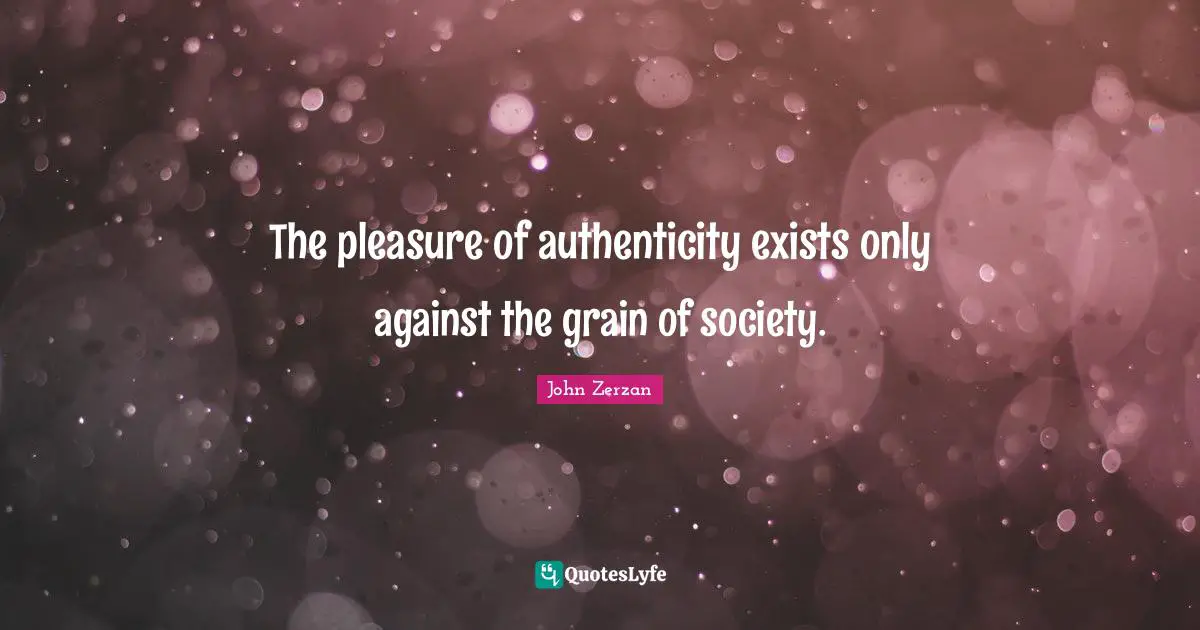 The pleasure of authenticity exists only against the grain of society.