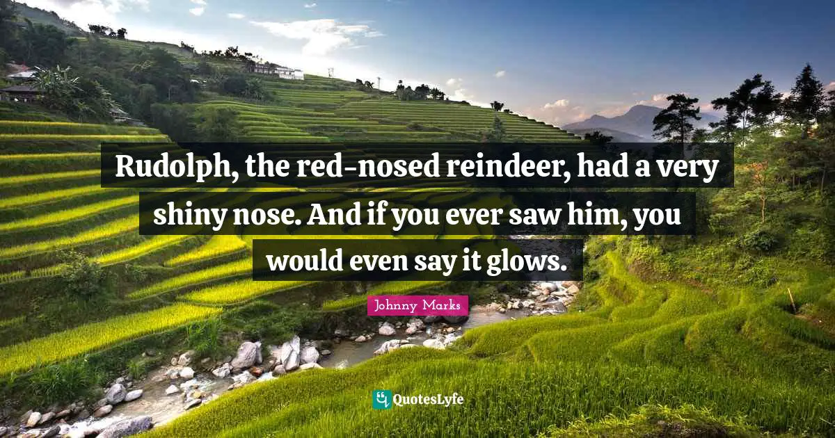 Christmas Quotes: "Rudolph, the red-nosed reindeer, had a very shiny nose. And if you ever saw him, you would even say it glows."
