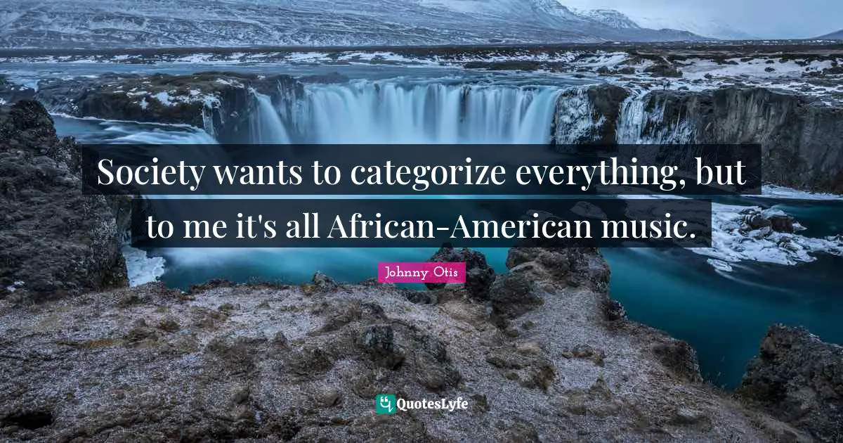 Society wants to categorize everything, but to me it's all African-American music.