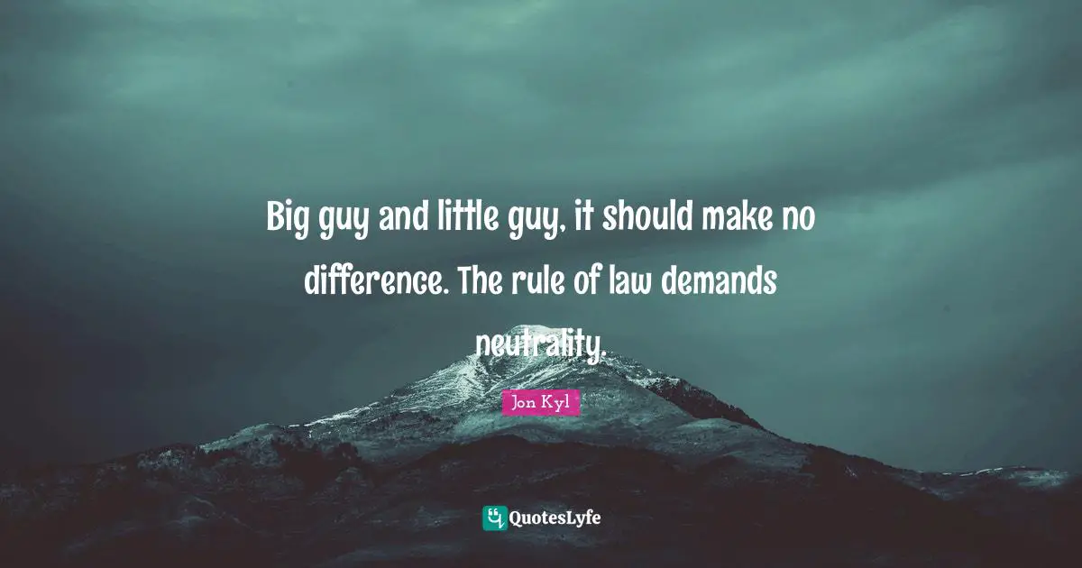Big guy and little guy, it should make no difference. The rule of law demands neutrality.
