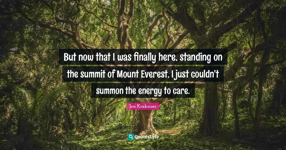 But now that I was finally here, standing on the summit of Mount Everest, I just couldn't summon the energy to care.