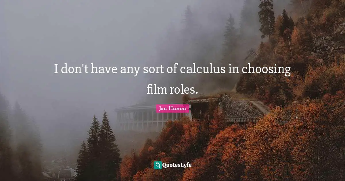 Calculus Quotes: "I don't have any sort of calculus in choosing film roles."
