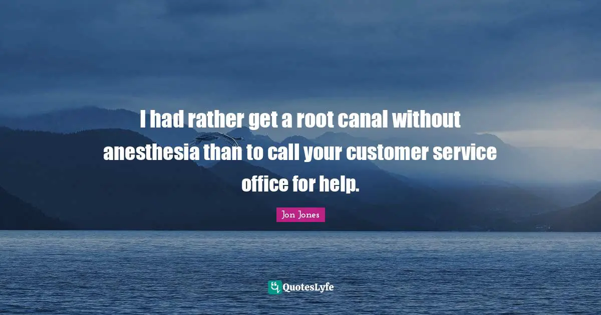 Jon Jones Quotes: "I had rather get a root canal without anesthesia than to call your customer service office for help."