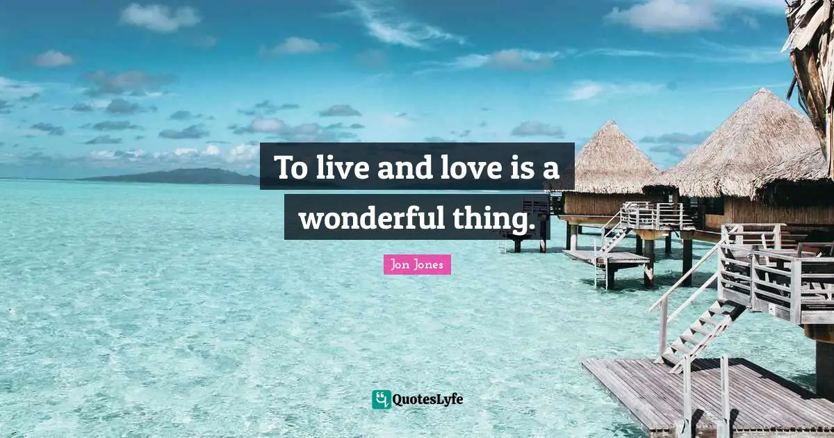 Jon Jones Quotes: "To live and love is a wonderful thing."