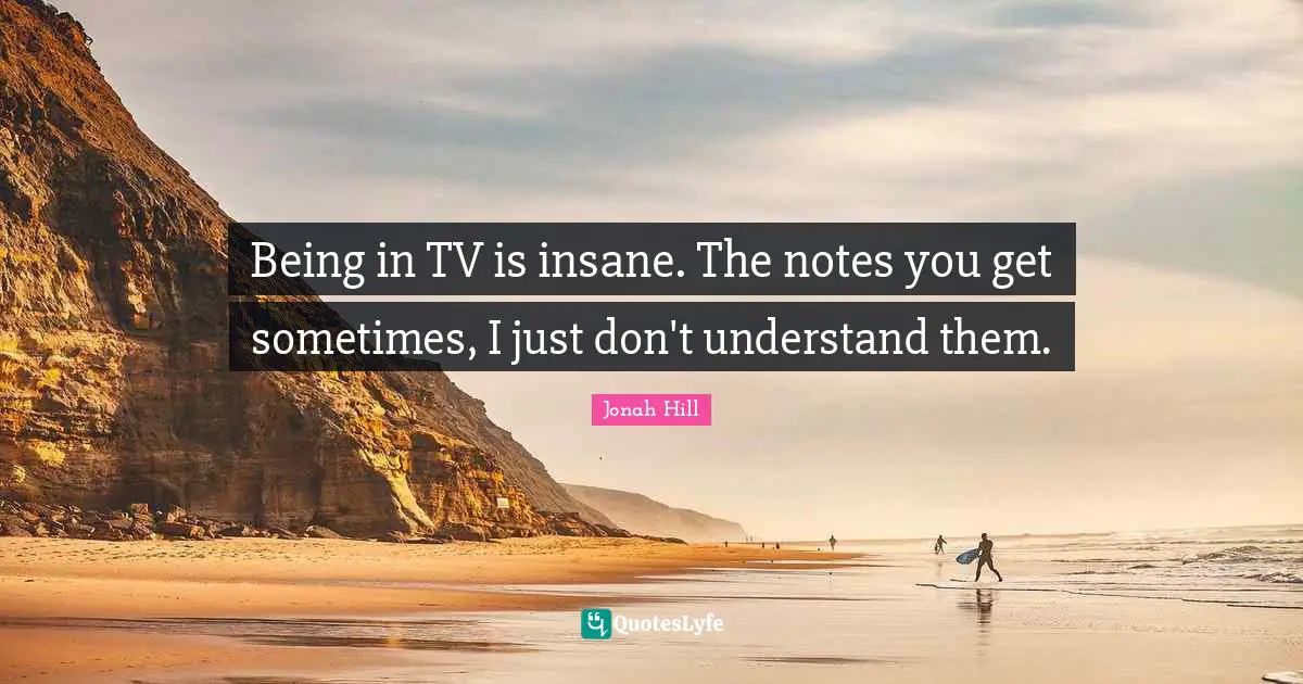 Being in TV is insane. The notes you get sometimes, I just don't understand them.