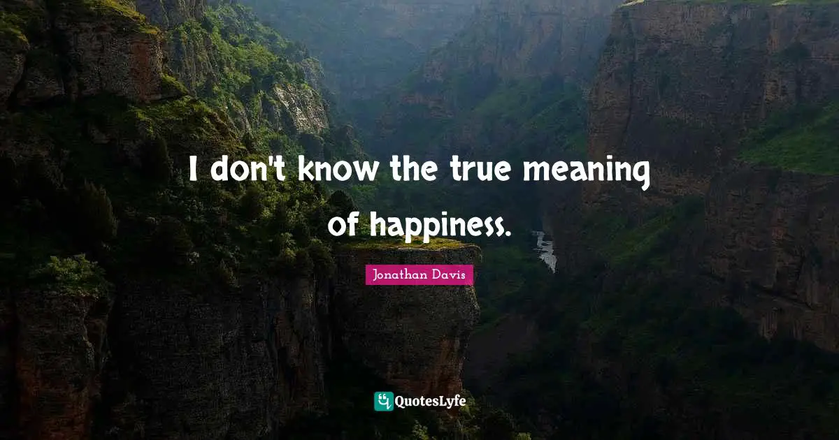 True Meaning Quotes: "I don't know the true meaning of happiness."