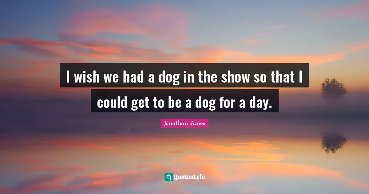 I wish we had a dog in the show so that I could get to be a dog for a day.