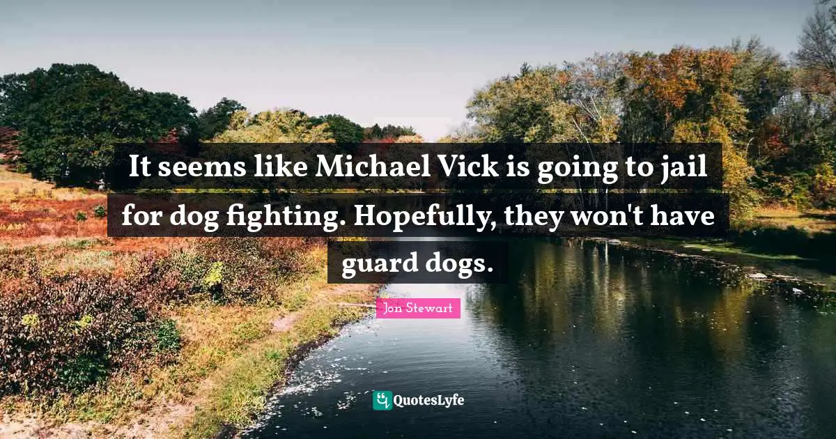 It seems like Michael Vick is going to jail for dog fighting. Hopefully, they won't have guard dogs.