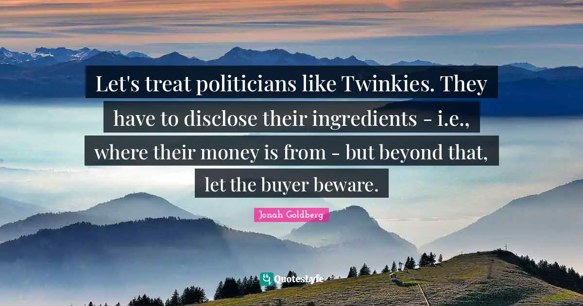 Let's treat politicians like Twinkies. They have to disclose their ingredients - i.e., where their money is from - but beyond that, let the buyer beware.