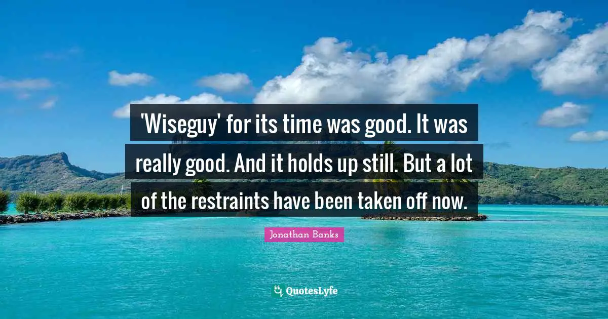 'Wiseguy' for its time was good. It was really good. And it holds up still. But a lot of the restraints have been taken off now.