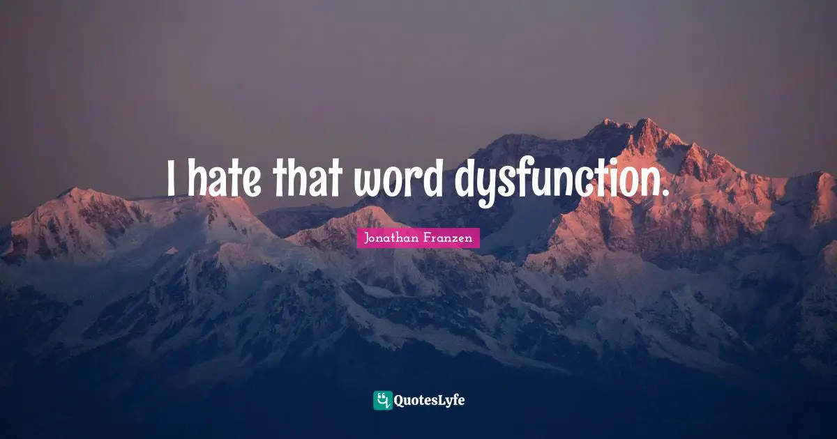 Jonathan Franzen Quotes: "I hate that word dysfunction."